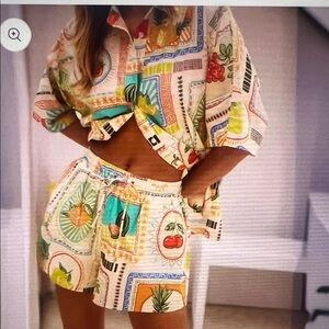 Colorful Patterned Shirt and Shorts Set